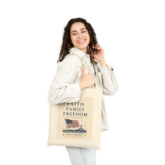 Faith Family Freedom Tote Bag — Patriotic Cotton Canvas Grocery & Market Bag