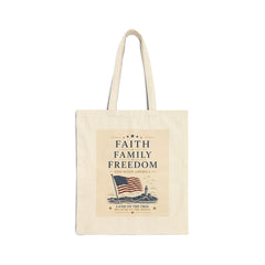Faith Family Freedom Tote Bag — Patriotic Cotton Canvas Grocery & Market Bag