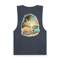 Beachin' Tank Top — Tropical Palm Sunset Graphic Tank