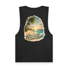 Beachin' Tank Top — Tropical Palm Sunset Graphic Tank