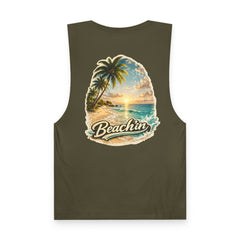Beachin' Tank Top — Tropical Palm Sunset Graphic Tank