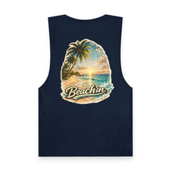 Beachin' Tank Top — Tropical Palm Sunset Graphic Tank