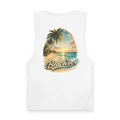 Beachin' Tank Top — Tropical Palm Sunset Graphic Tank