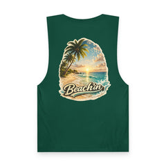 Beachin' Tank Top — Tropical Palm Sunset Graphic Tank