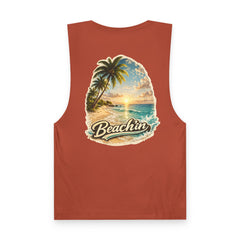 Beachin' Tank Top — Tropical Palm Sunset Graphic Tank