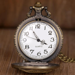 Antique Bronze Pocket Watch with Cross Design