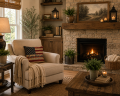 Patriotic Throw Pillow — "I Love This Land" American Flag Accent Pillow